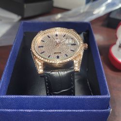Rose Gold Iced Out Watch