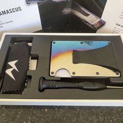 The Ridge Burnt Damascus- Bundle (strap & Money Clip) Wallet New 