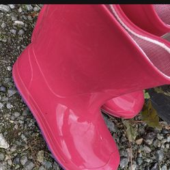 Pink Rain 🌧 Boots For Girls Size 11-12 Perfect For Fall Wet Weather 