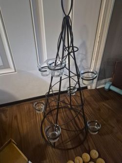 Metal Christmas tree with glass candle holders