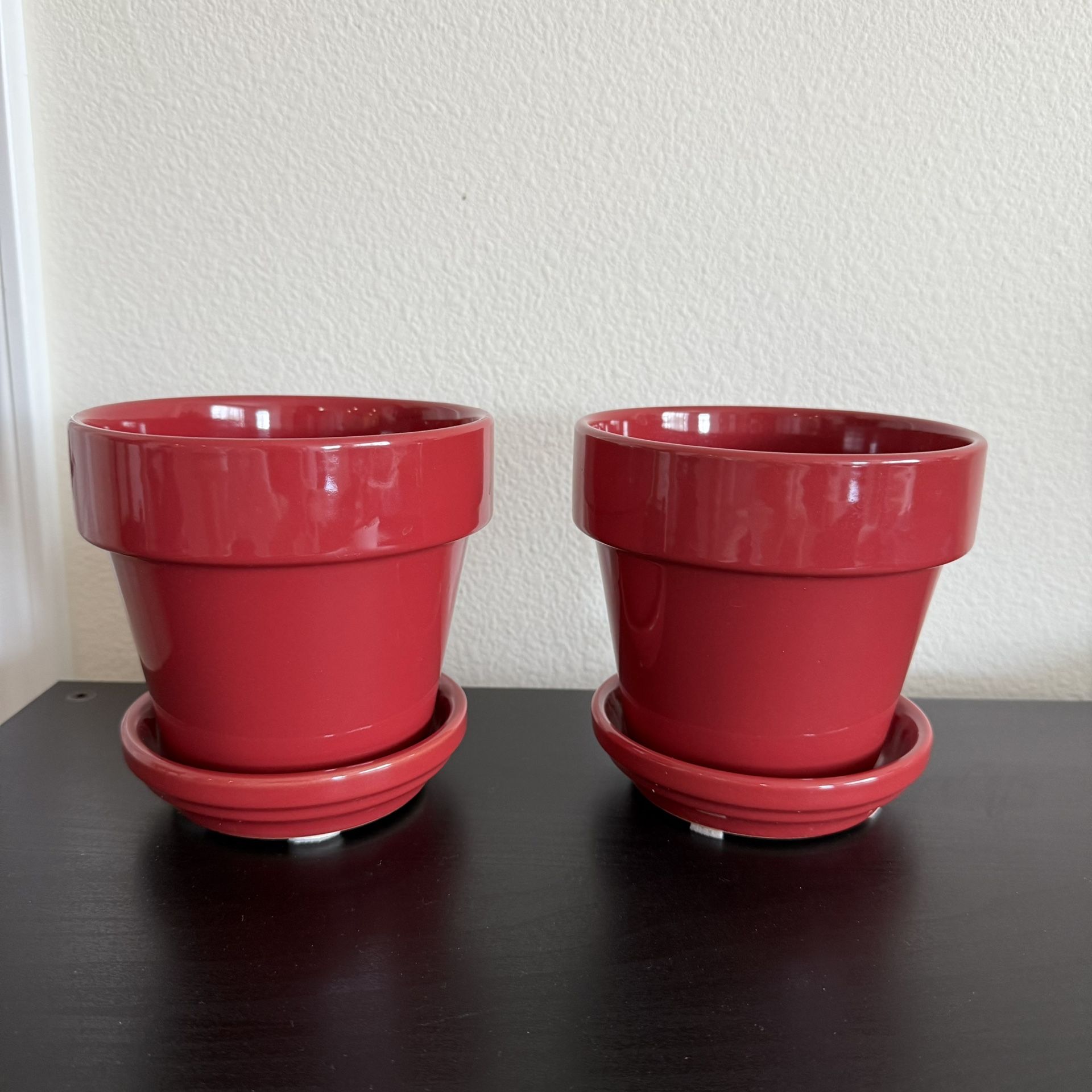Red Plant Pot Set of Two