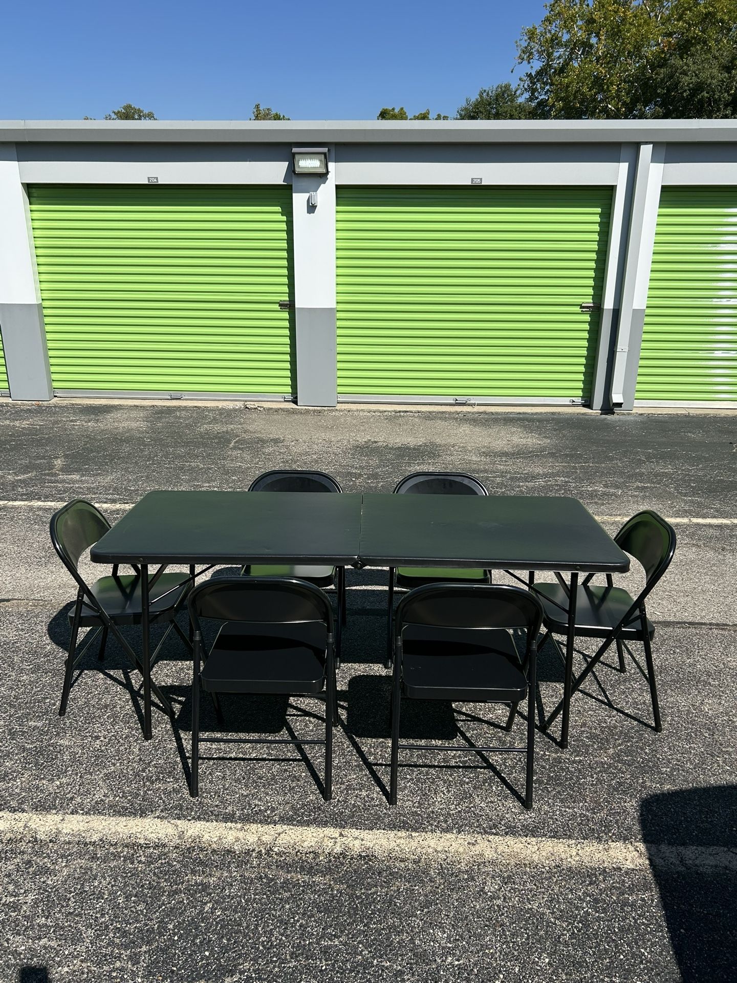 Folding Table And Metal Chairs