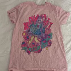 Pink Kawaii Anime Girls T-Shirt, size small