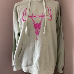 RealTree Cottonwood Canyon Mint Green Pink Skull Pullover Hoodie Sweatshirt XL