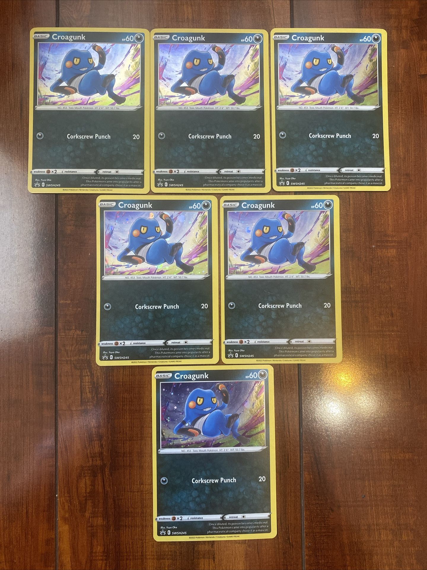Pokemon Croagunk SWSH245 Black Star Promo Cosmos Holo Lot of 6 LP/NM