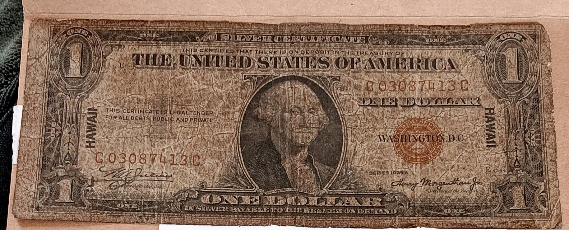 1935 RARE 1$ HAWAII SILVER CERTIFICATE