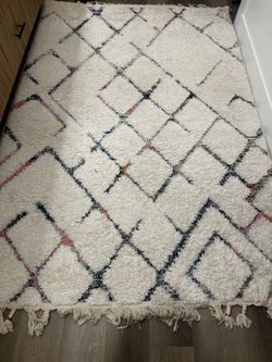 5’3 x 7’6 Shag Area Rug – Ivory with Multicolor Accents
