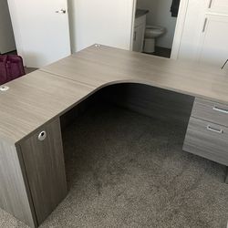 Large Gray L Desk For Sale