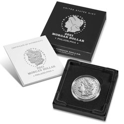 2021 Morgan Silver Dollar with Philadelphia (P) Mint Mark 21XE Uncirculated COA