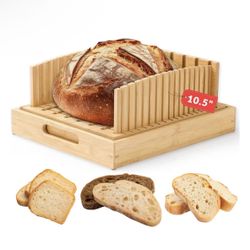 LukieBoee Sourdough Bread Slicer – 10.5″ Adjustable Bread Cutter for Homemade Bread, Precision Cutting Guide with Grooves, Wide Loaf Slicing Tool & Ho