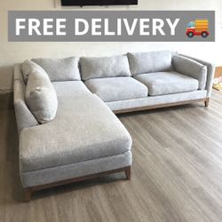 •Free Delivery• Light Gray Sectional Couch