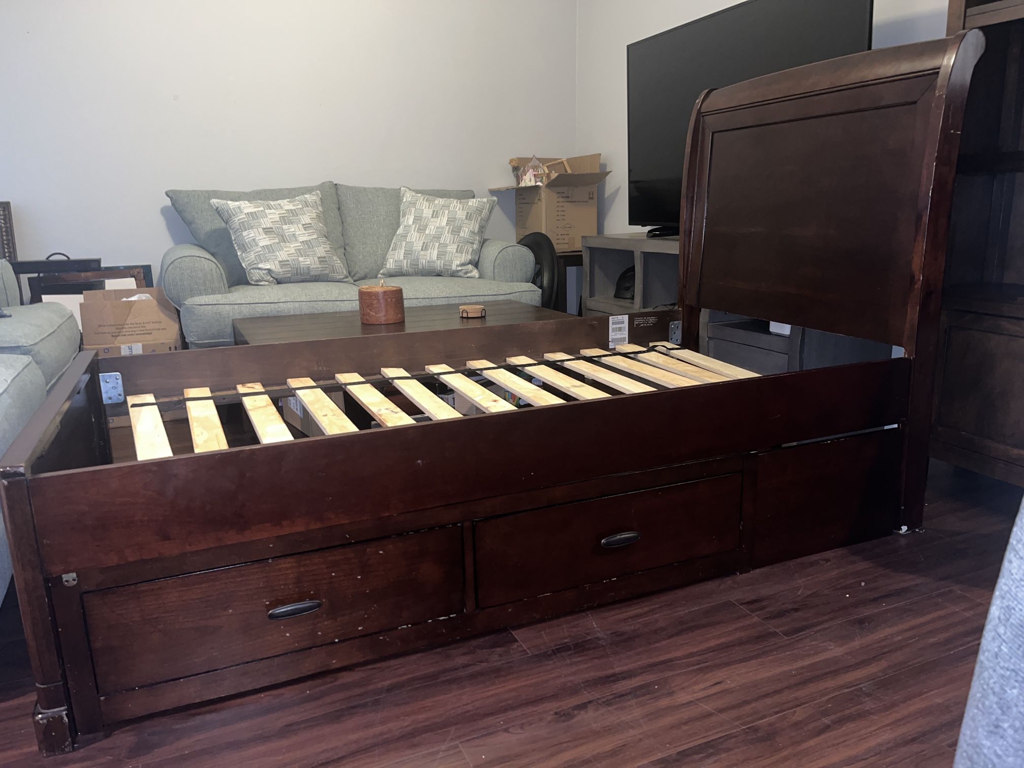 Ashley Wood Twin Bed with Reversible Drawers