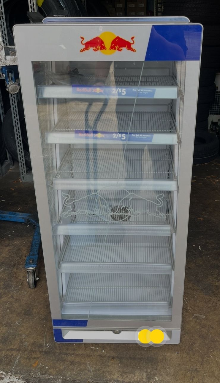 Large Red Bull Fridge Like New