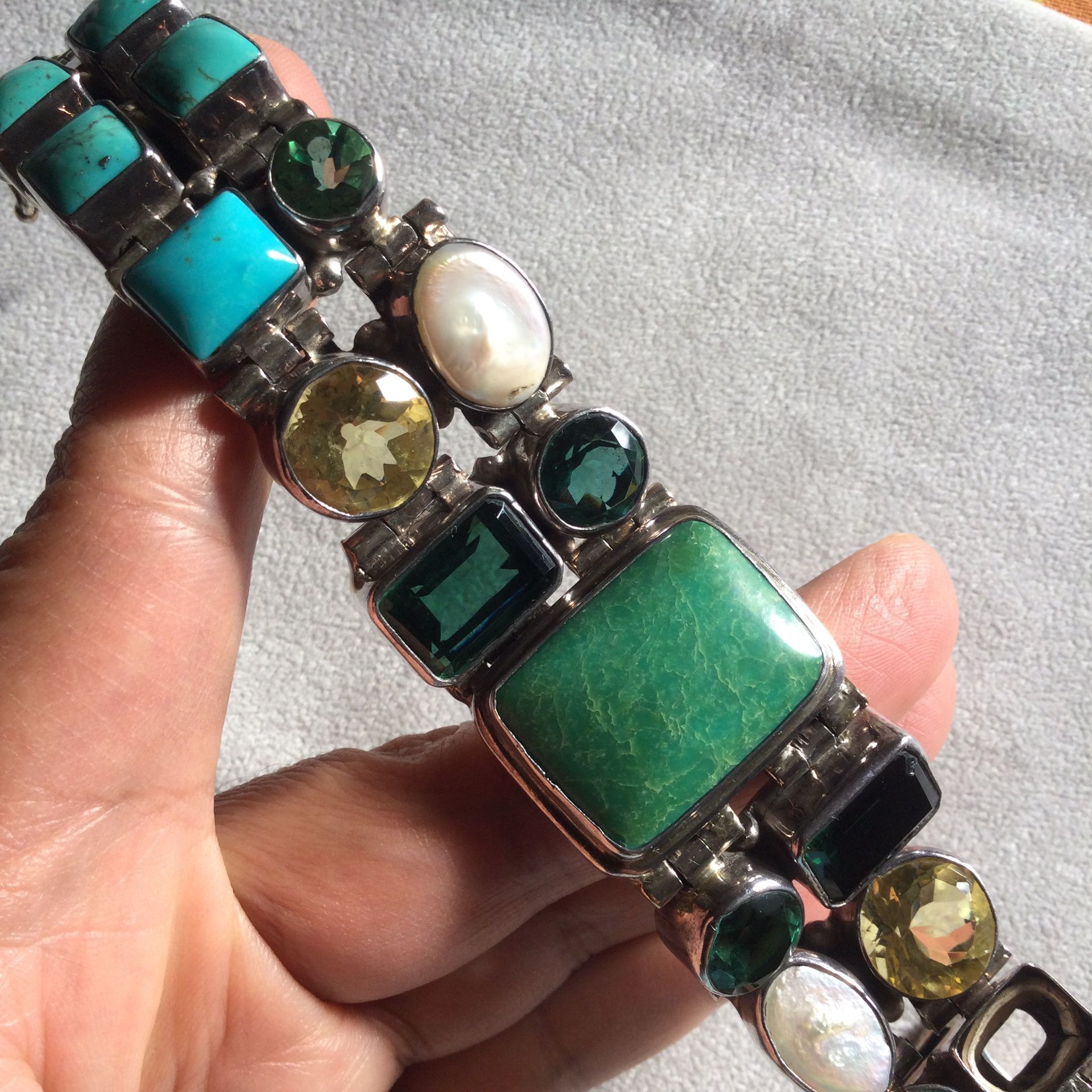 Heavy Bracelet 925 W/ Gemstone