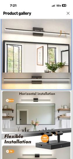 Brand New Modern 40”Vanity Light Fixture, Black Finish, 5 Color Temp, Dimmable,Rotatable