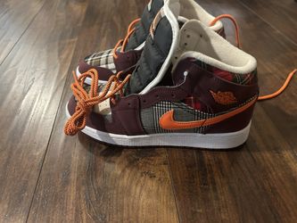 Nike Air Jordan Mid 1 Plaid (Night Maroon Red)