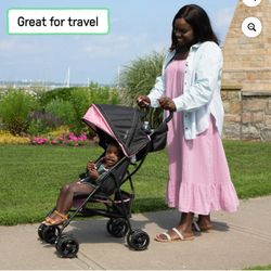 Summer by Ingenuity 3D Mini Lightweight Umbrella Stroller, Compact Fold, Recline, Canopy, Up to 45 pounds, Convenience Stroller for Travel, Pink