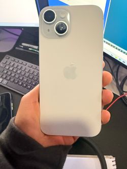 iphone 15 in blue /with case