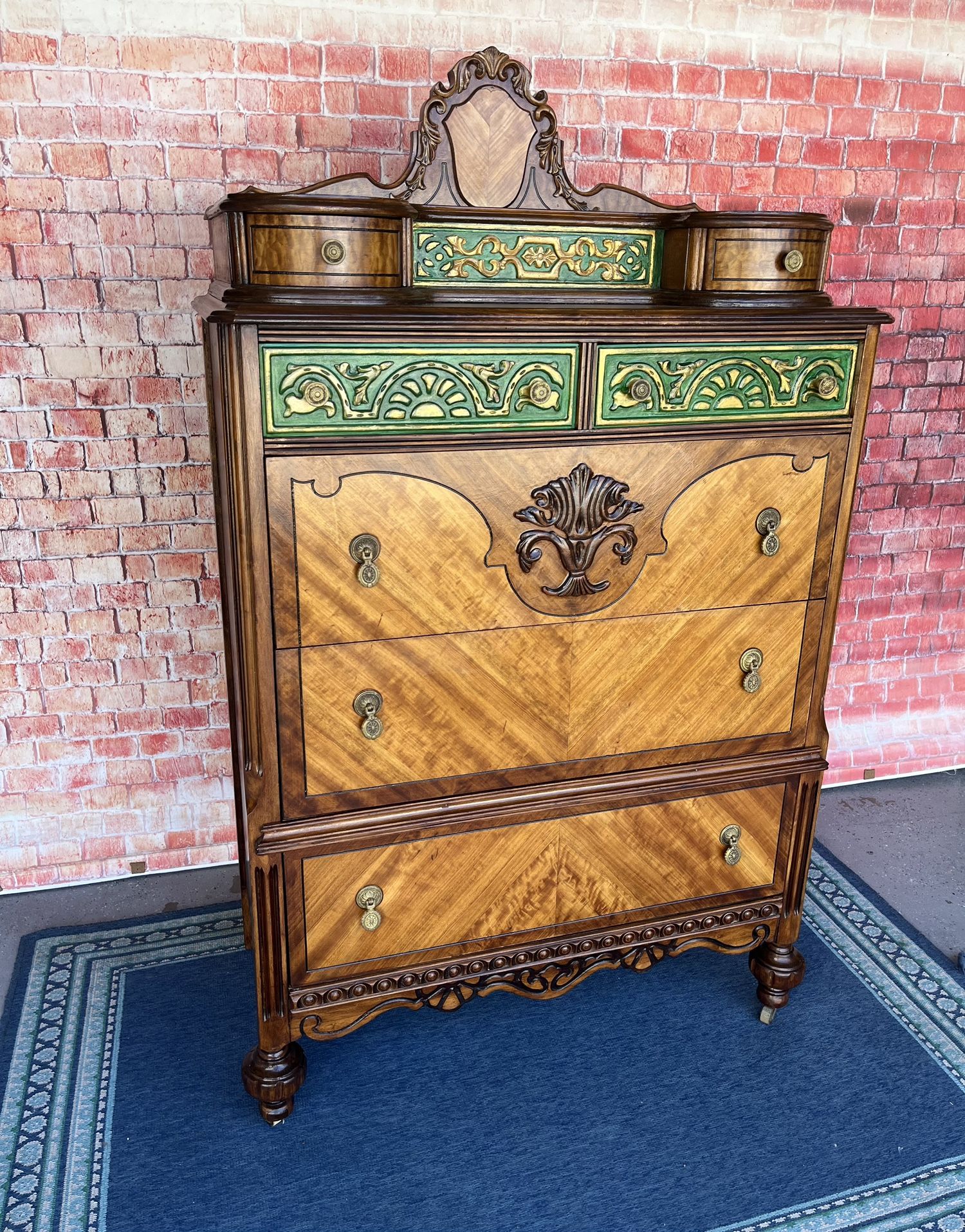 Antique Tall Dresser Solid Wood Chest Of Drawers