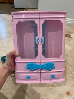 Pink Plastic Doll Wardrobe Closet Toy