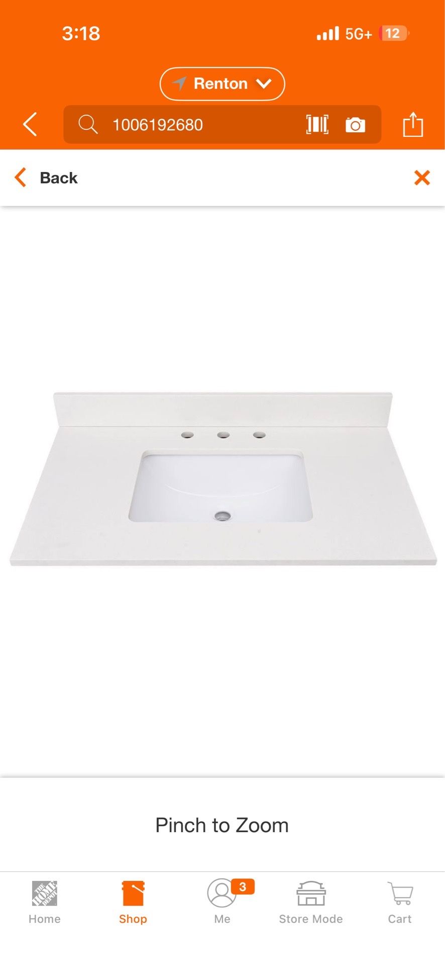 37x22 quartz vanity top