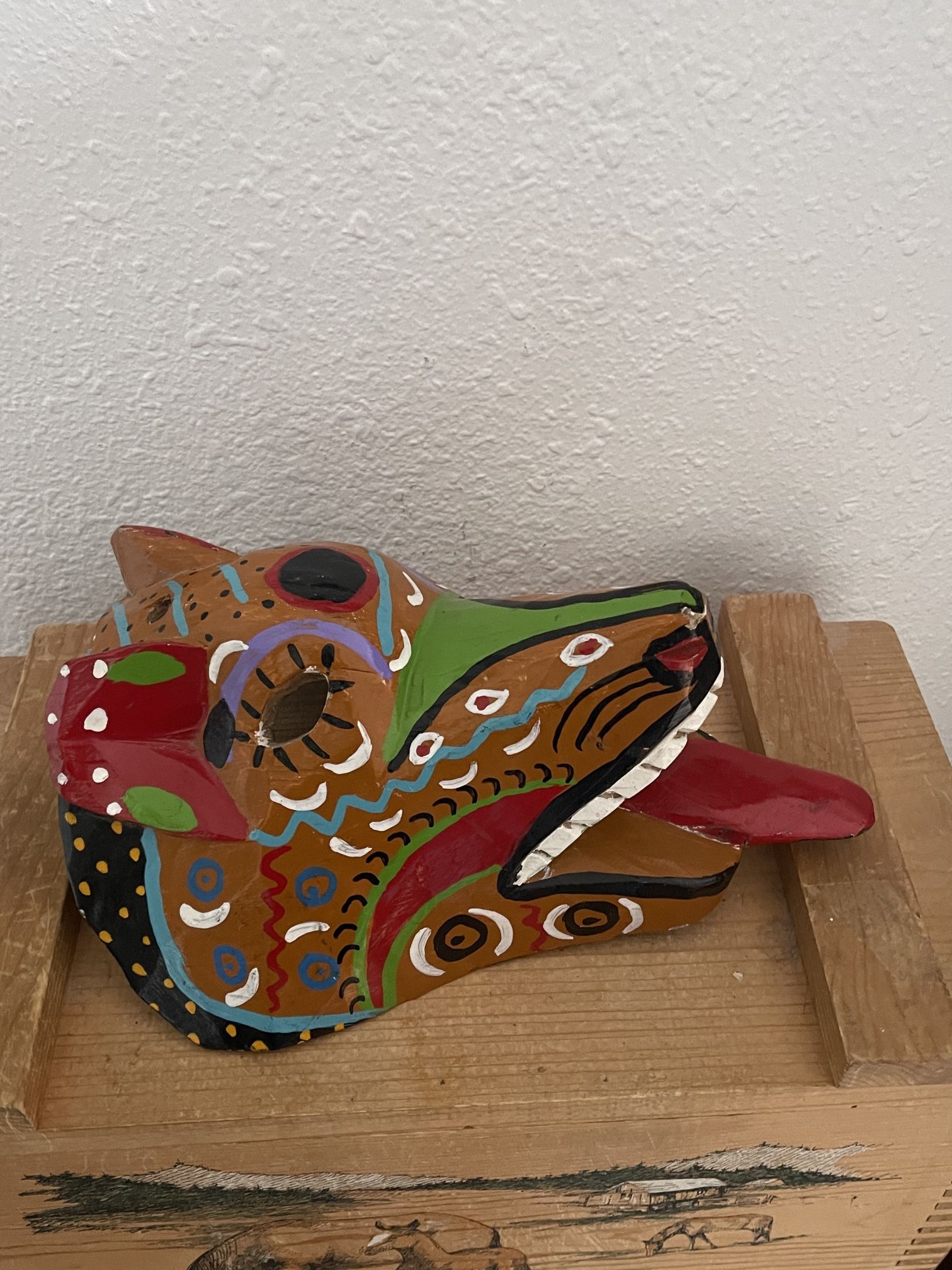 Vintage Hand Carved Wood Wolf/coyote Mask