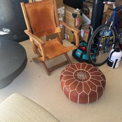 Leather Sitting Chair And Footstool 