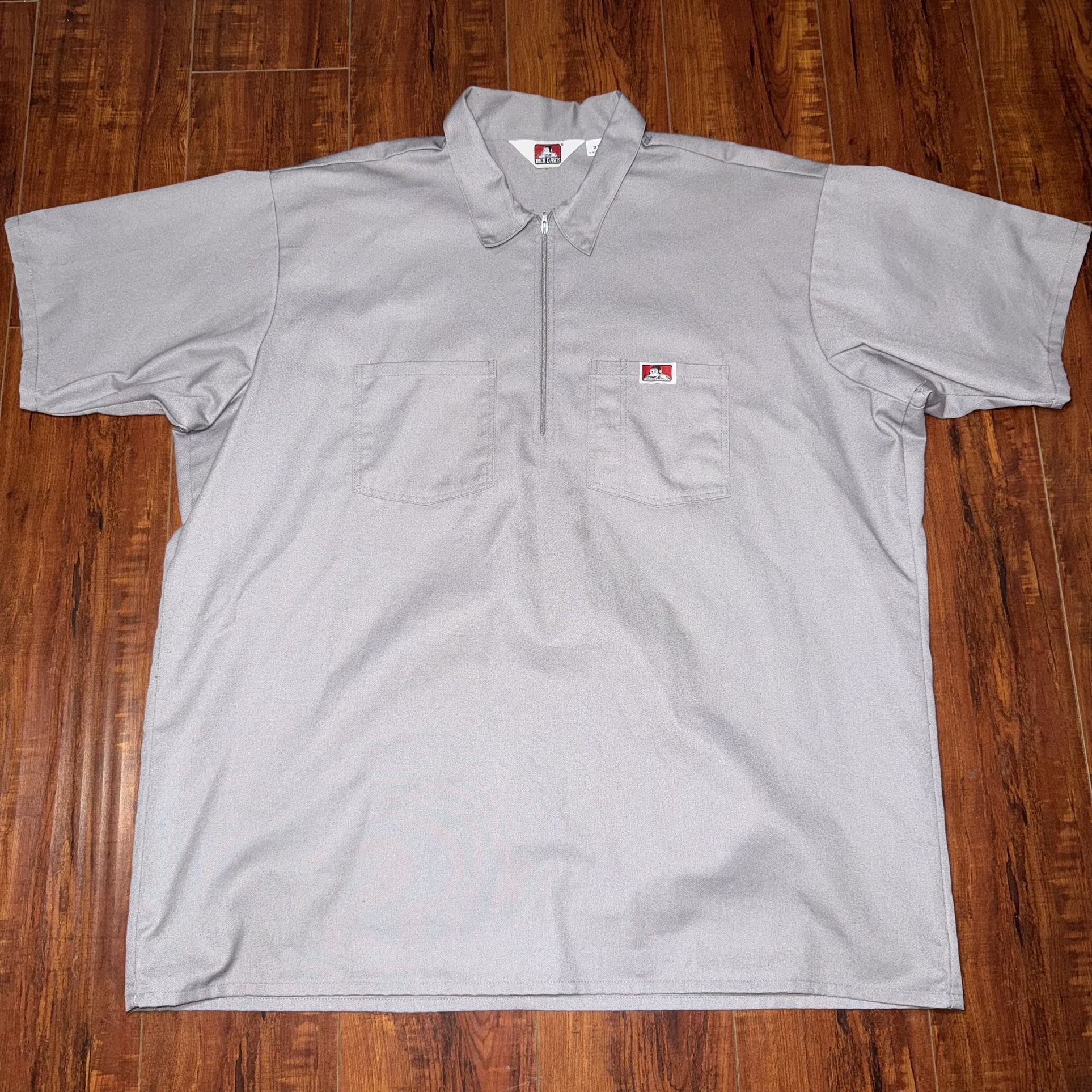 Vintage Ben Davis Shirt Mens 2XL Gray Pullover 1/2 Zip Preowned Made In U.S.A!!