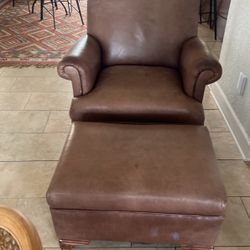 Leather Chair With Foot Stool