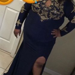 gold and blue prom dress