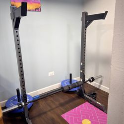 Weight lifting rack- no weights, bar is included