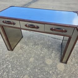 RESTORATION HARDWARE Silver Trunk Style Console Desk