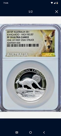 2015 P $1 Kangaroo Australia NGC PF 70 UC High Relief 999 Pure Silver Coin 1 oz.