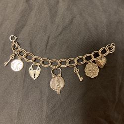Vintage Silver Tone Charms Bracelet 
