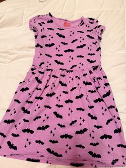 Girls Purple Bat Print Dress
