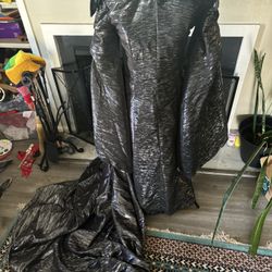 Handmade Evil Queen Black Wedding Dress Leather Shoulders Halloween Size Small