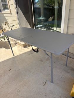 Folding Plastic Table with Metal Legs