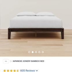 Nectar Bamboo Platform Bed Frame - Twin XL - Walnut - Floating Center Support Legs - 12” Height - Tool Free Set Up - Contemporary and Durable - Sturdy