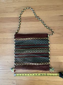 Vintage 1970's Authentic Greece Woven Wool Hippie Cross Body Boho Bag