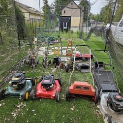 3 Lawn Mowers, Mower Bags, And Edgers