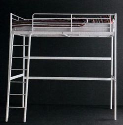 IKEA Tromso Double Bed Frame Metal Loft Bed - White - Partly Assembled