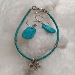 NATURAL STONE   , STERLING SILVER  "" HAND 🧤 MADE"" SET EARRING AND BRACELET