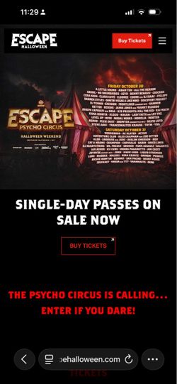 🎃 ESCAPE PSYCHO CIRCUS — 2-DAY PASS FOR SALE! 🎃