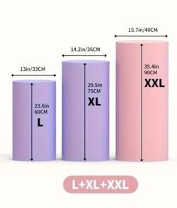 Set of 3 ( one Pink and two purple)Cylinder Pedestal Stand Covers