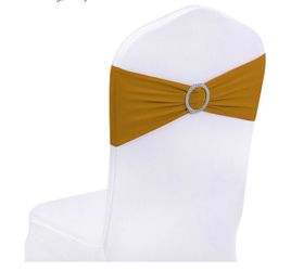50 pc Gold Spandex Chair Sashes with Buckle Slider for Wedding, Party Decoration