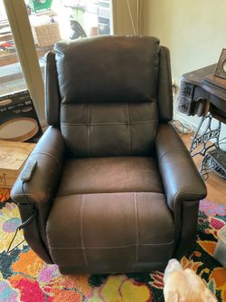 Brown Leather Power Lift Recliner