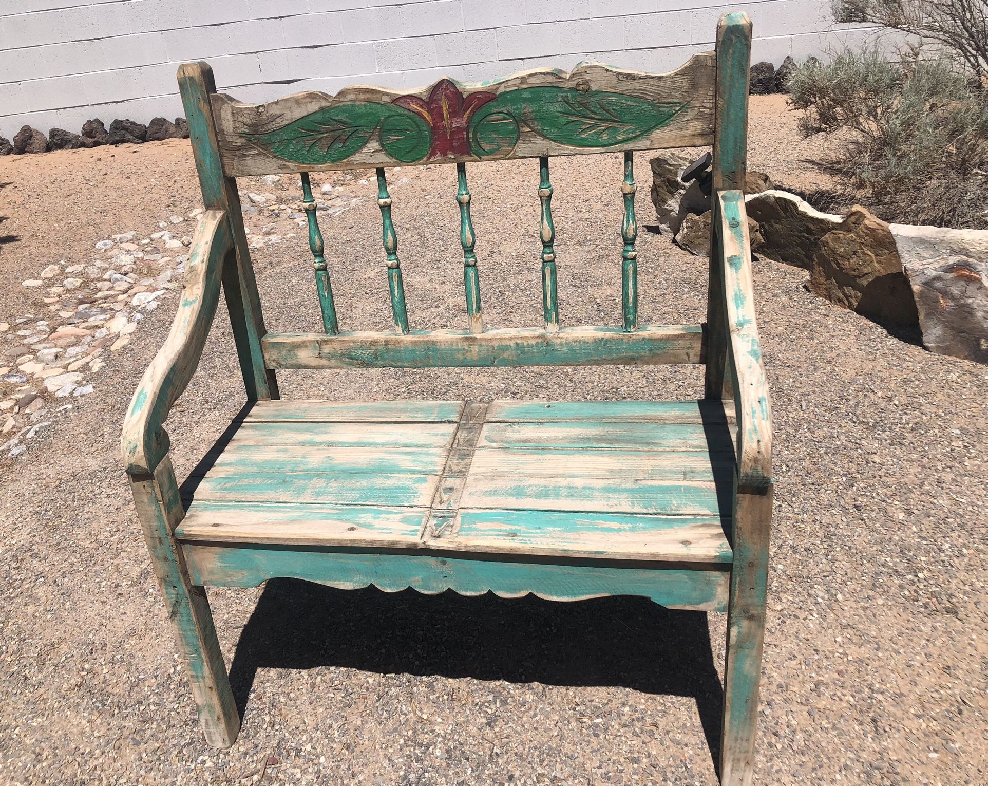 Two Authentic Mexican Rustic Wooden Benches