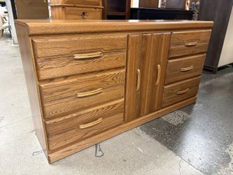 Honey Oak Postmodern Triple Dresser
