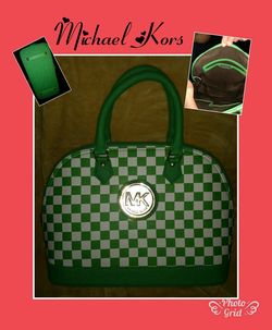 GREEN/EHITE CHECK BOWLER BAG