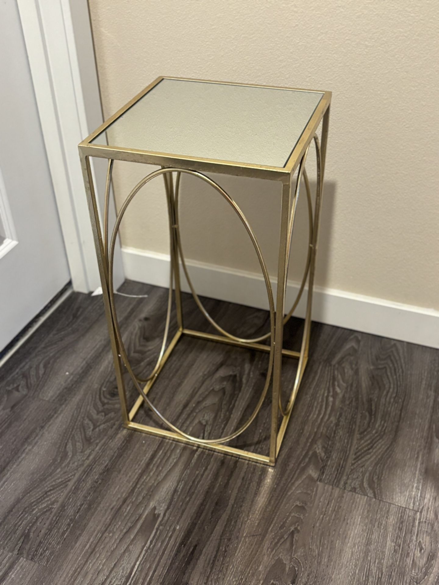 Plant stand , side table ,, bed side table mirrored and metal